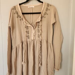 Indigo Soul Gray Textured Blouse with Lace